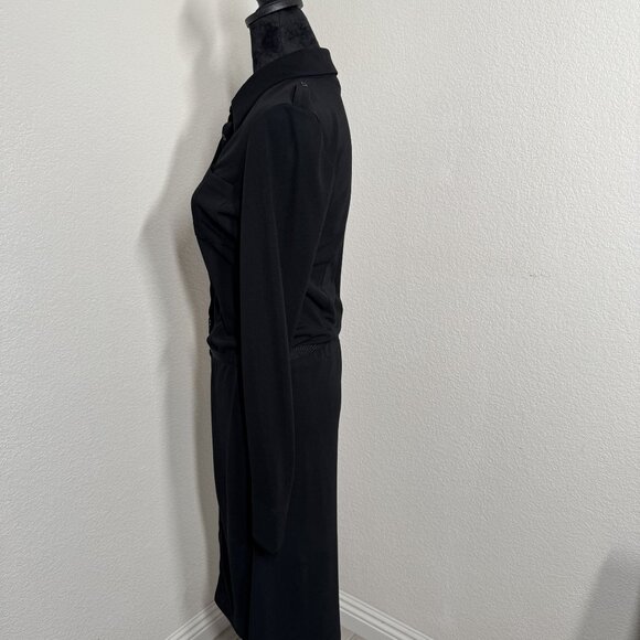 Kenneth Cole Black Button-Down Dress With Belt Long Sleeve Size Medium 100% Poly - Picture 5 of 6